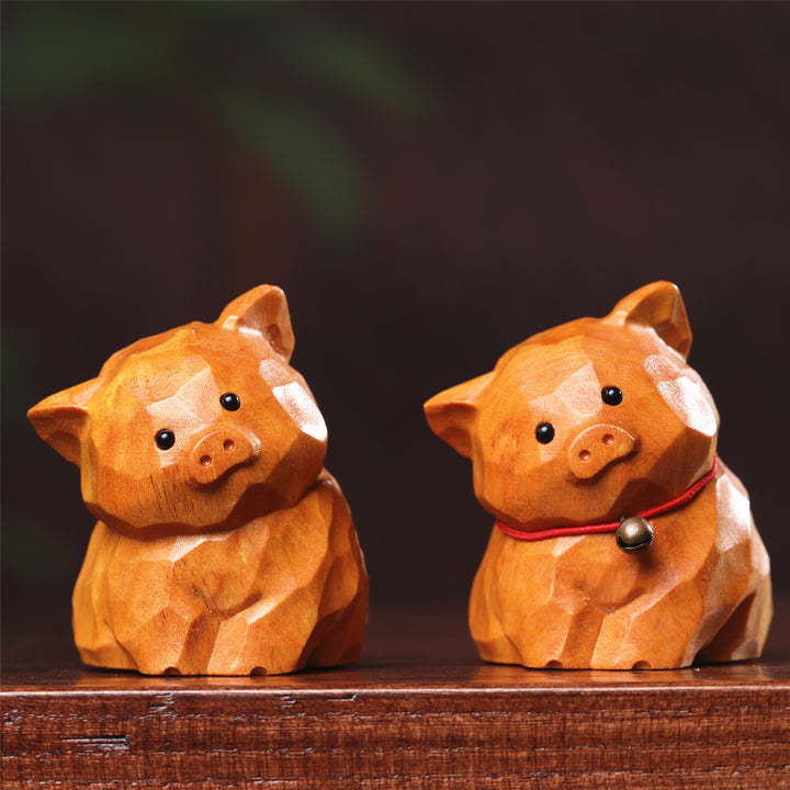 Sandalwood Zodiac Pig Figurine