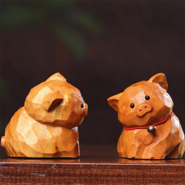 Sandalwood Zodiac Pig Figurine