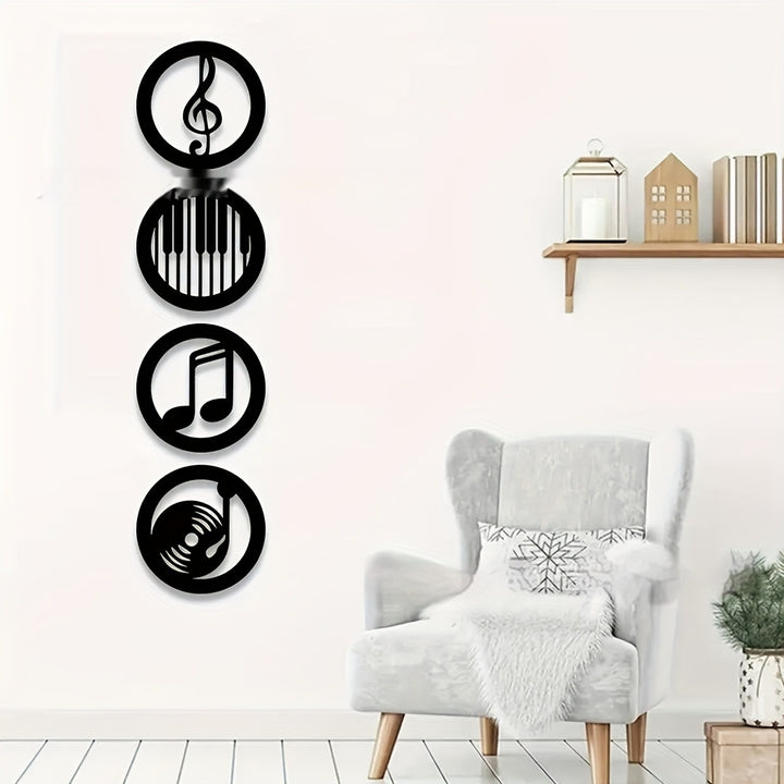 Black Music Notes Wooden Wall Art